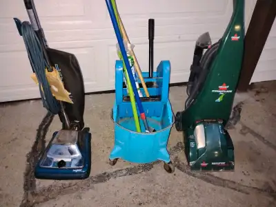Commercial vacuum,mop bucket/ringer+mop&steam cleaner $60obo, View more