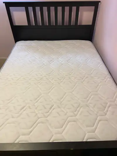 IKEA Hemnes Black Brown Bed w/ mattress and protector