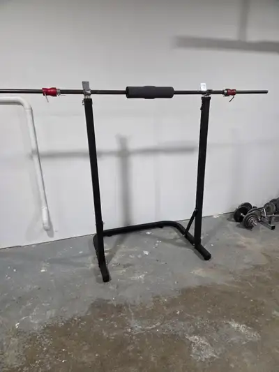 Squat Rack, Bar and Weights, View more
