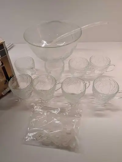 Vintage Punch Bowl ,  Cups ,Ladle,Hooks, View more