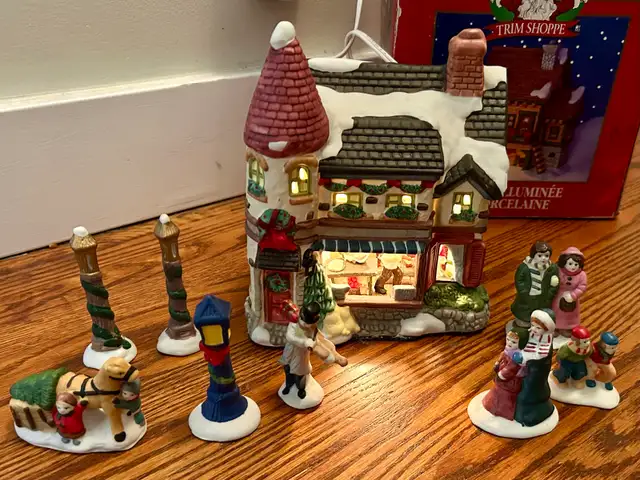 Porcelain lighted Christmas house.