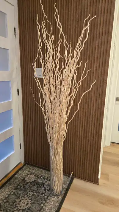 Curly Willow Decorative Branches with Glass Vase, View more
