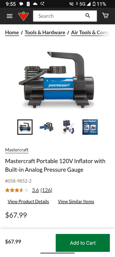 Mastercraft air compressor, View more