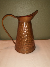 Vintage copper water pitcher 10" high.