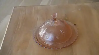 Mini Depression glass Butter dish, View more