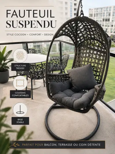 2 chaises suspendues confortables, View more