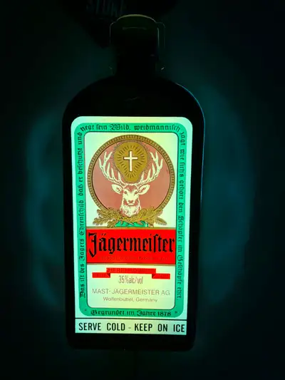 Vintage Jagermeister Bottle LightUp bar sign Excellent Condition, View more
