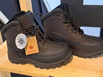 Canadiana Mens Brown Lace Up Winter Snow Boots; Size 7 & 8, View more
