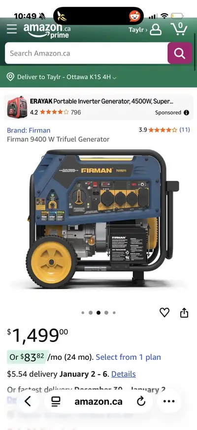 This Brand New Firman 10000Watt Tri-Fuel Portable Generator is still in its original packaging and r...