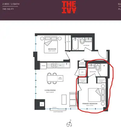 OFFERING: 1 bed 1 bath in shared 2 bed 2 bath condo apartment