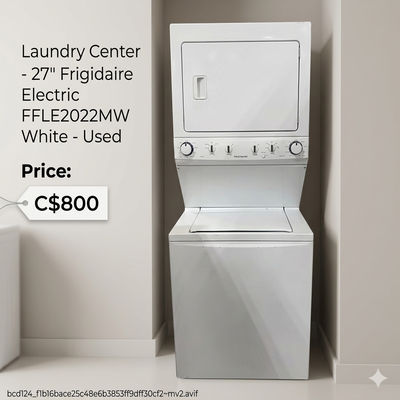 Laundry Center – 27" Frigidaire Electric FFLE2022MW (White), View more