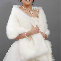 White Black Faux Fur Shawls Wraps Prom Bridal M, L, XL, XXL..New