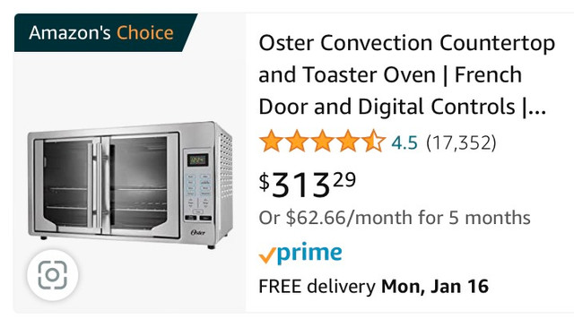 Oster Convection Toaster Oven in Toasters & Toaster Ovens in Pembroke