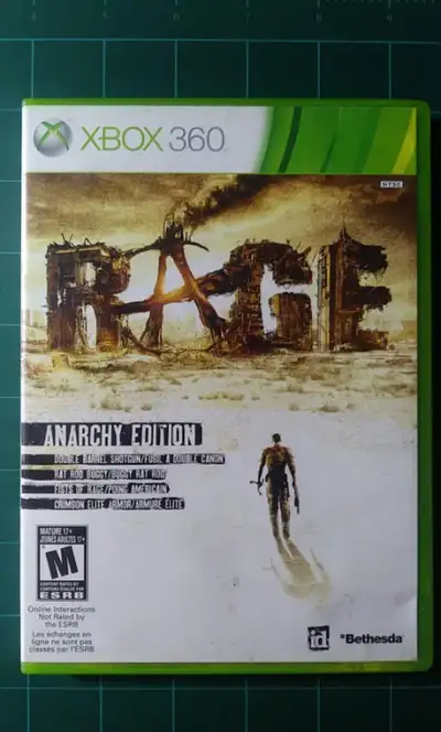XBox 360 Rage Anarchy Edition Video Game. Case, Manual & Disc. $8 East Saint John / $5 Shipping