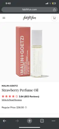 Malin & Goetz strawberry perfume oil roll on- Brand New 