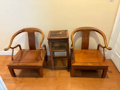 wooden chair and stand , View more