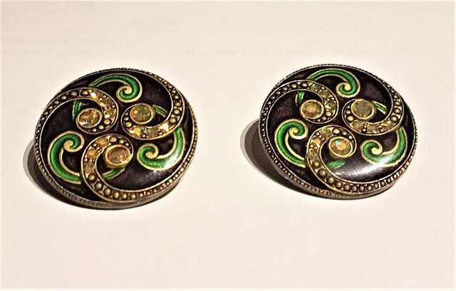 ART DECO Enamel Earrings - Catherine Popesco 1980s in Jewellery & Watches in City of Toronto