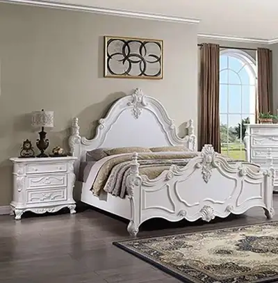 Four Post King Size Bedframe and 2 Nightstands, View more