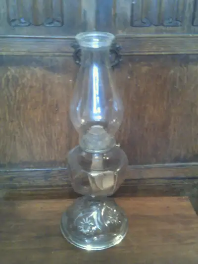 Sunflower Pattern Antique Kerosene Lamp W/ Chimney, View more