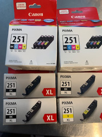 Canon 251 B,C,Y,M and 251 XL  B ink