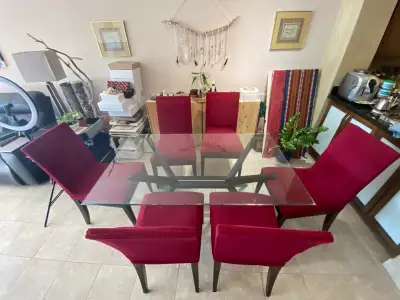 Glass Dining Table with 6 Chairs – Used, View more