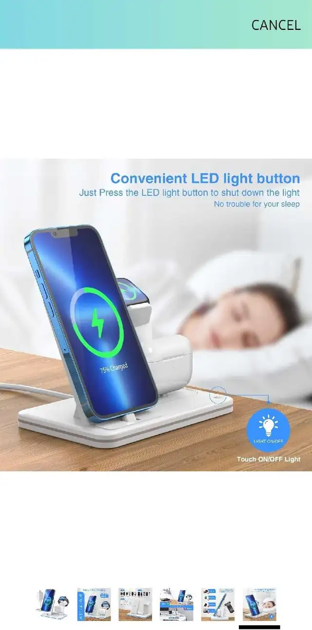 iPhone Charger Stand, QI Fast 3 in 1 Charging Station, Charging  in Cell Phone Accessories in Markham / York Region - Image 3