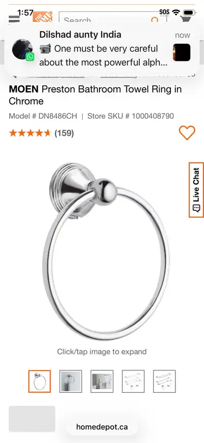 MOEN Preston Towel ring, View more