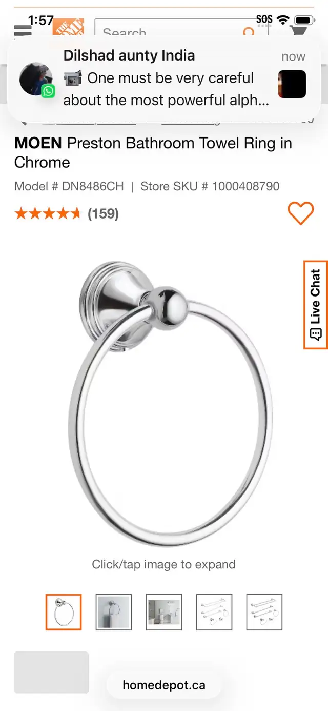 MOEN Preston Towel ring in Bathwares in Oakville / Halton Region - Image 2