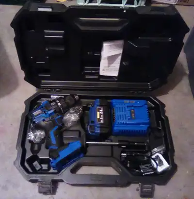 NEW and Complete 24V Kobalt 1/2" Cordless Drill Set . Drill , Battery charger , case . Brushless mot...