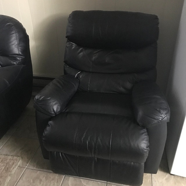 Black Leather Sofa and Reclining Armchair Chairs & Recliners