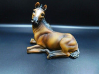 6" DARK BROWN, WHITE BLAZE LAYING FOAL HORSE MADE IN CHINA