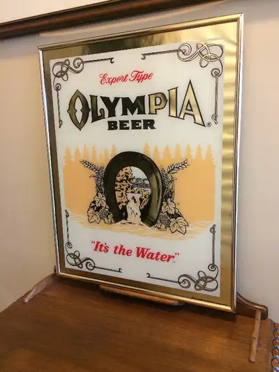 Vintage rare Olympia beer mirror excellent condition, View more