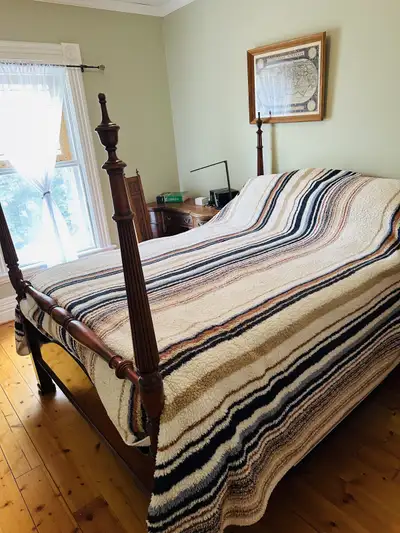 This fully furnished room is available for rent, featuring a cozy space with a bed, desk, and closet...