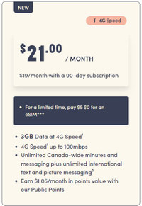 $19/month 3GB CHEAP cell phone plan unlimited canada wide 4G
