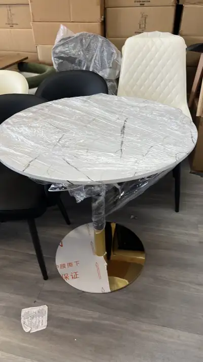 Round Dining Table, Modern Dining Room Table with Faux Marble , View more