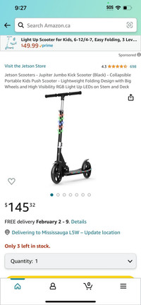 Jetson Scooters - Jupiter Jumbo Kick Scooter (Black) - Collapsib