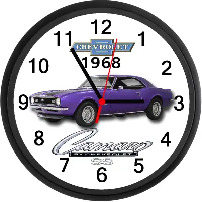 1968 Chevrolet Camaro SS (Purple) Custom Wall Clock - Brand New