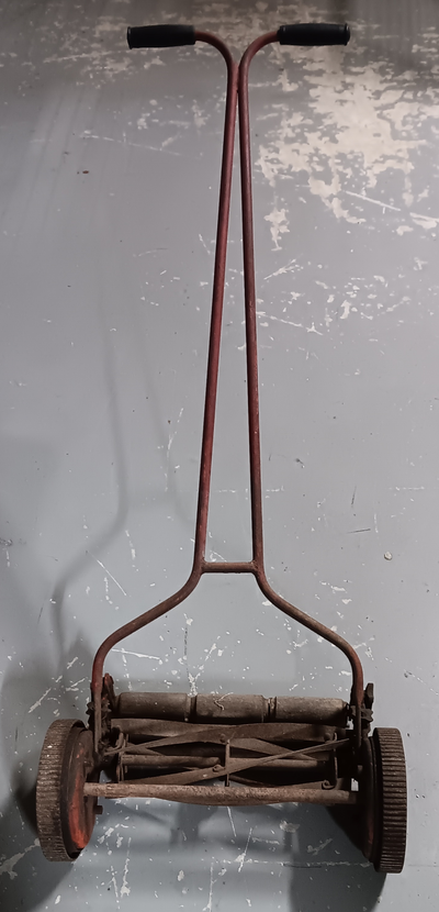 Antique reel push mower, View more