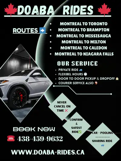 Rideshare everyday Toronto To Montreal (both sides available), View more