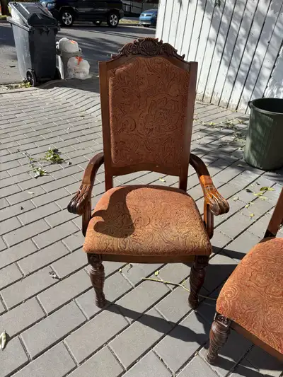 substantial carved wood dining chairs, View more