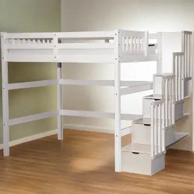 PREMIUM SOLID WOOD LOFT BEDS WITH STAIRS & LADDER FOR KIDS, View more