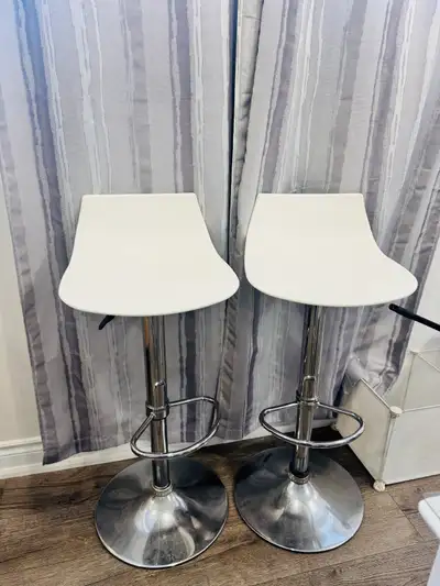Set of 2 Adjustable White Bar Stools – Modern Design, View more
