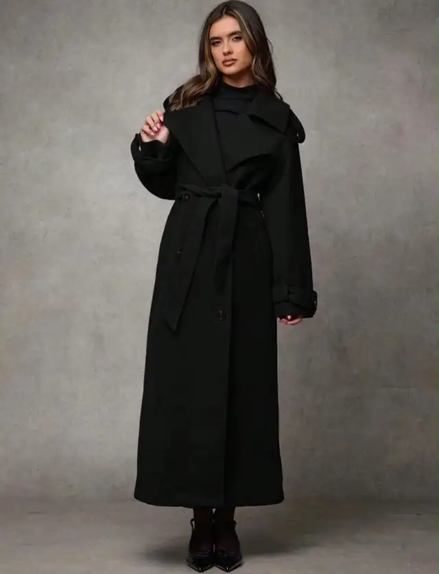 Belted Double Breasted Faux Wool Coat in Women's - Tops & Outerwear in City of Montréal - Image 3