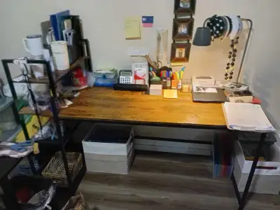 Industrial Style Wood and Iron Desk, View more