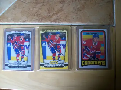 3CARTES HOCKEY 3CARDS, LANE HUTSON,ROY LOT DE 3CARTES OPC MINT., View more