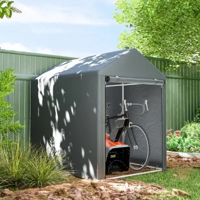 Bike Storage Shed - Motorcycle and Bike Shelter with Galvanized , View more