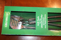 GOLF BBQ THEMED GRILLING SET / 3 PIECES / NEW IN BOX