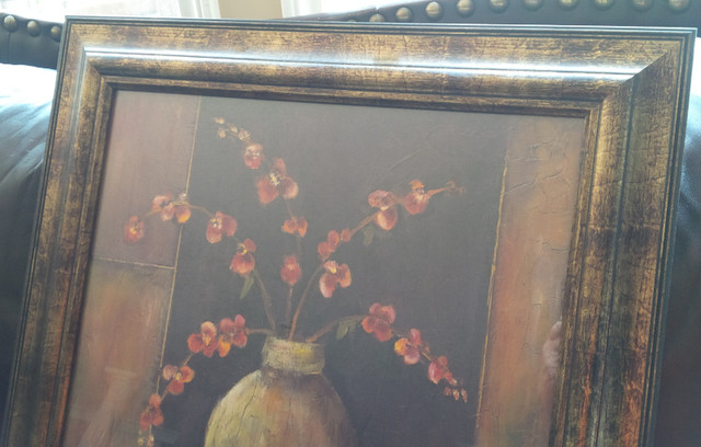 Beautiful Frame & Print of Orchids in Vase, 26" x 26", Signed in Arts & Collectibles in Stratford - Image 3