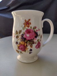 Vintage ROYAL OAK Fluted Milk Coffee Cup Floral Pink Fine China