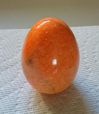 Vintage Orange Alabaster Decorative Egg